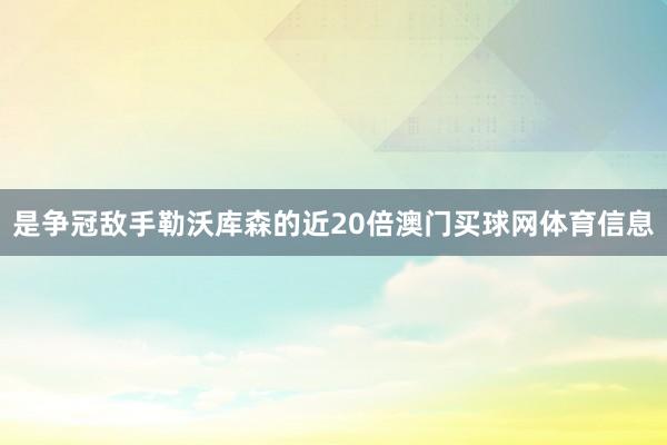 是争冠敌手勒沃库森的近20倍澳门买球网体育信息