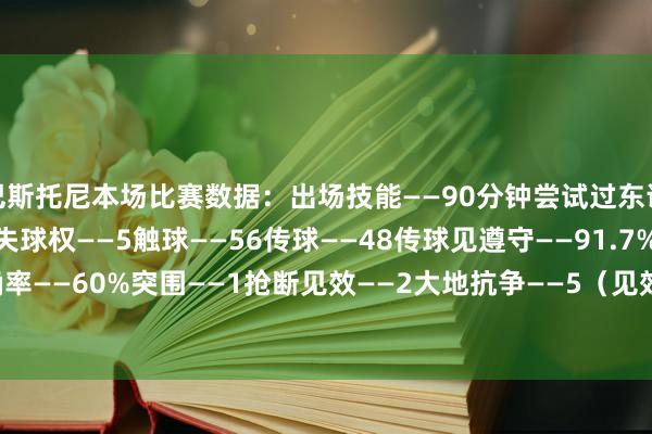 巴斯托尼本场比赛数据：出场技能——90分钟尝试过东说念主——