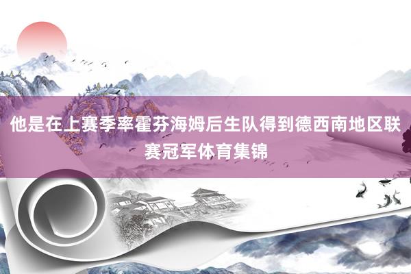 他是在上赛季率霍芬海姆后生队得到德西南地区联赛冠军体育集锦