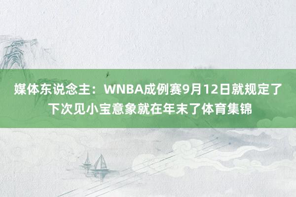 媒体东说念主：WNBA成例赛9月12日就规定了 下次见小宝意