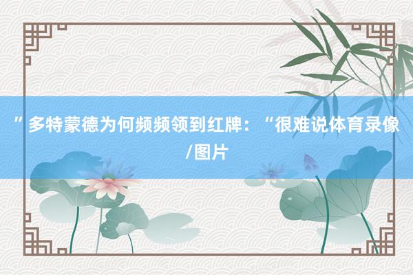 ”多特蒙德为何频频领到红牌：“很难说体育录像/图片