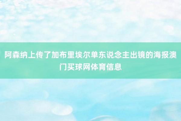 阿森纳上传了加布里埃尔单东说念主出镜的海报澳门买球网体育信息