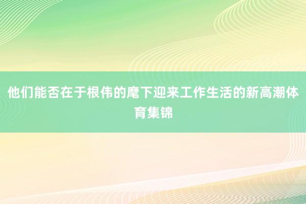 他们能否在于根伟的麾下迎来工作生活的新高潮体育集锦