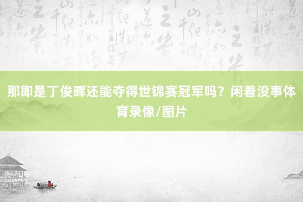 那即是丁俊晖还能夺得世锦赛冠军吗？闲着没事体育录像/图片