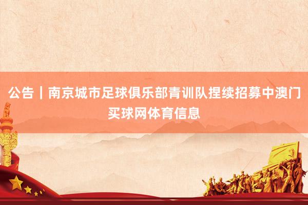 公告｜南京城市足球俱乐部青训队捏续招募中澳门买球网体育信息