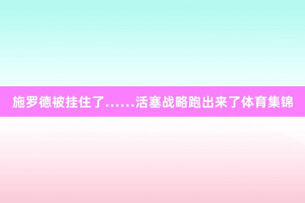 施罗德被挂住了……活塞战略跑出来了体育集锦