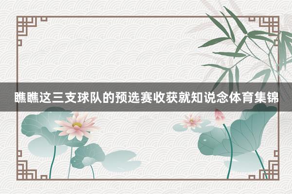 瞧瞧这三支球队的预选赛收获就知说念体育集锦
