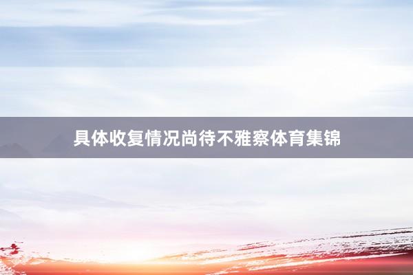 具体收复情况尚待不雅察体育集锦