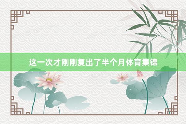 这一次才刚刚复出了半个月体育集锦