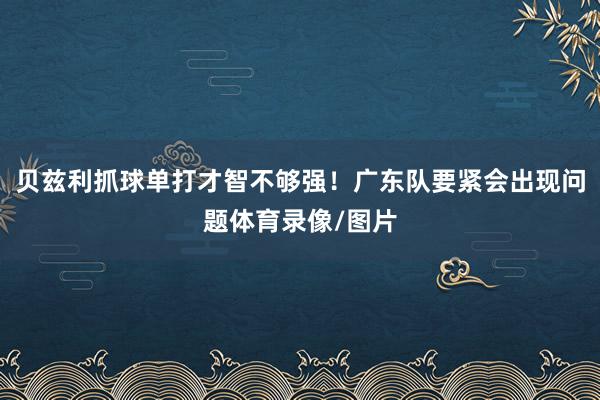 贝兹利抓球单打才智不够强!广东队要紧会出现问题体育录像/图片