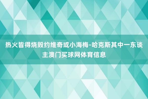 热火皆得烧毁约维奇或小海梅-哈克斯其中一东谈主澳门买球网体育信息