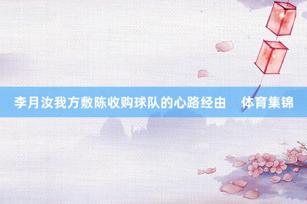 李月汝我方敷陈收购球队的心路经由    体育集锦