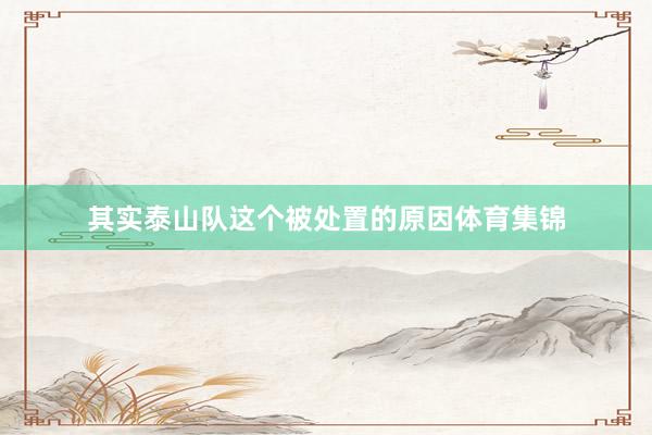 其实泰山队这个被处置的原因体育集锦